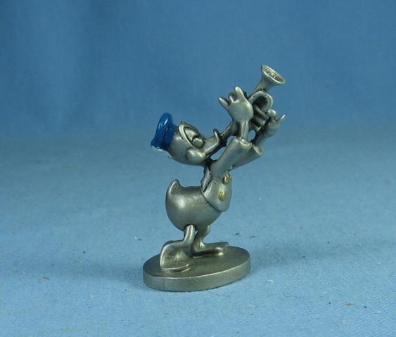 Vintage Disney DONALD DUCK Trumpet Play - Hudson Miniature Pewter Figurine - metalware