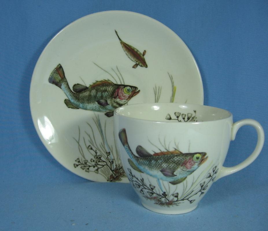 Johnson Brothers FISH Cup and Saucer Porcelain Antique Pottery