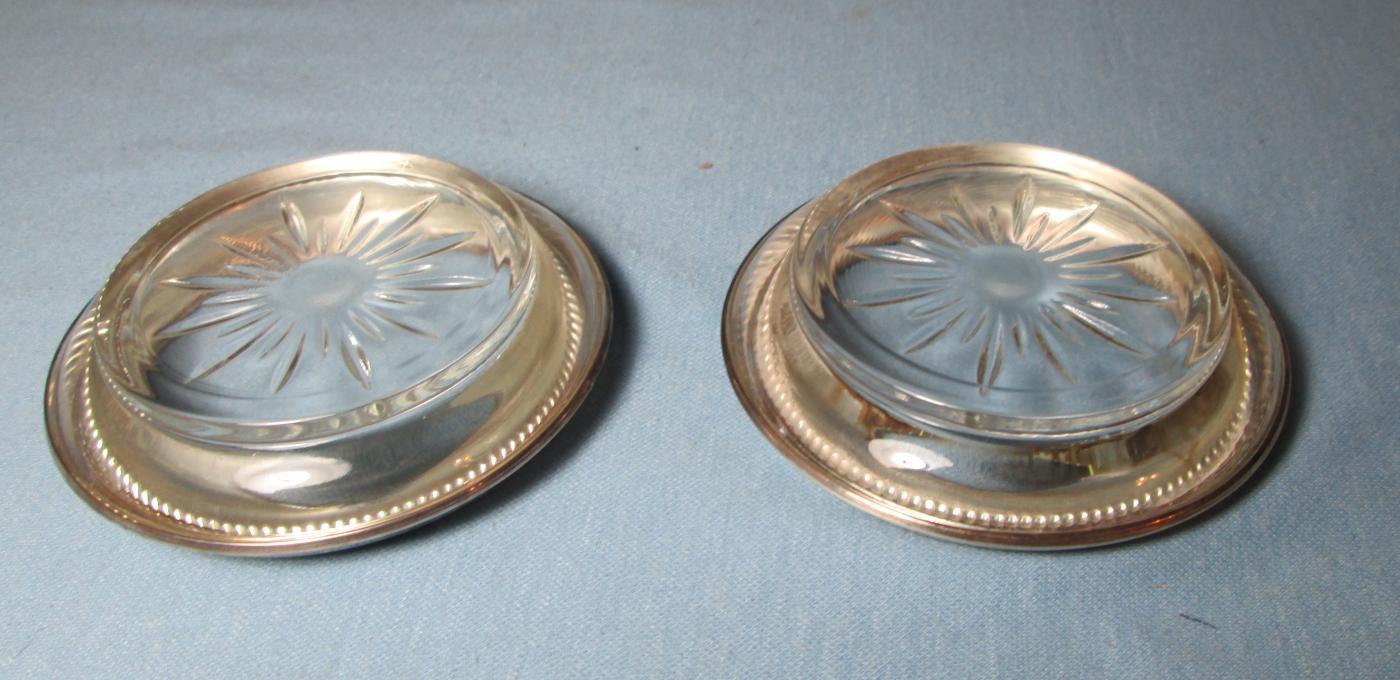 Antique Sterling Silver & Glass Coasters - Boyce & Jones Sterling Silver & Glass Coaster