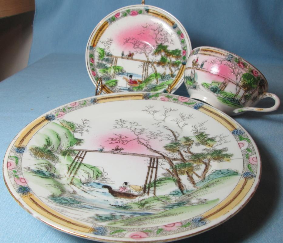 MORIAGE 3pc set Group Porcelain Trio or Triplet - Japan Plate Cup & Saucer