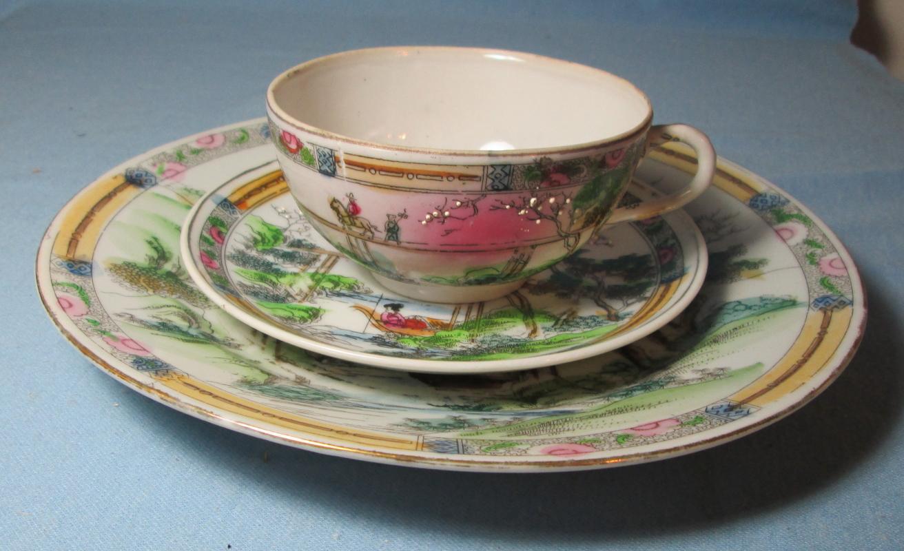 MORIAGE 3pc set Group Porcelain Trio or Triplet - Japan Plate Cup & Saucer