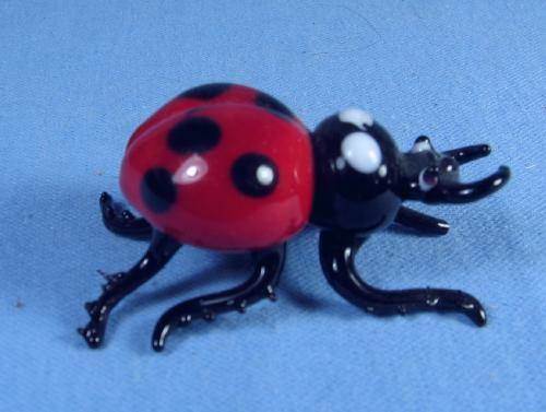 LADY BUG Paperweight Vintage Figurine Hand Blown Art Glass