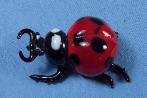 LADY BUG Paperweight Vintage Figurine Hand Blown Art Glass