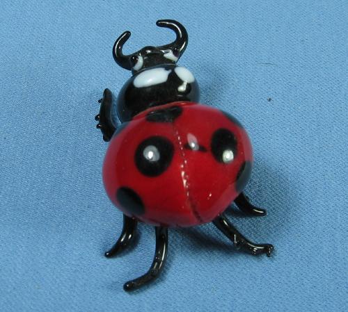 LADY BUG Paperweight Vintage Figurine Hand Blown Art Glass