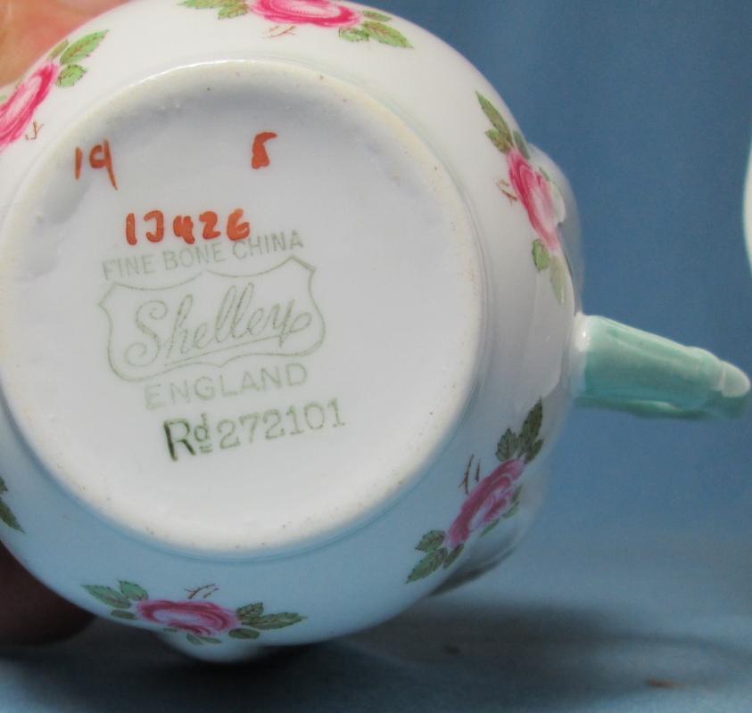 Shelley Porcelain Pottery ROSEBUD Cup and Saucer - Vintage Porcelain