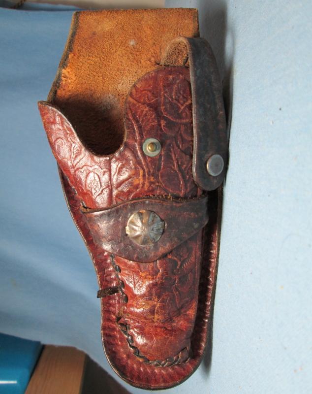 Toy Cap Gun LEATHER HOLSTER - 1950's Large Tooled