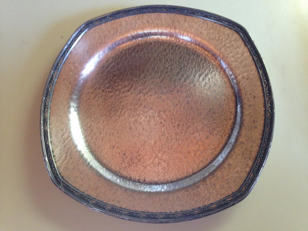 Nickle Silver HOMAN PLATE Art Deco Hammered - Silver