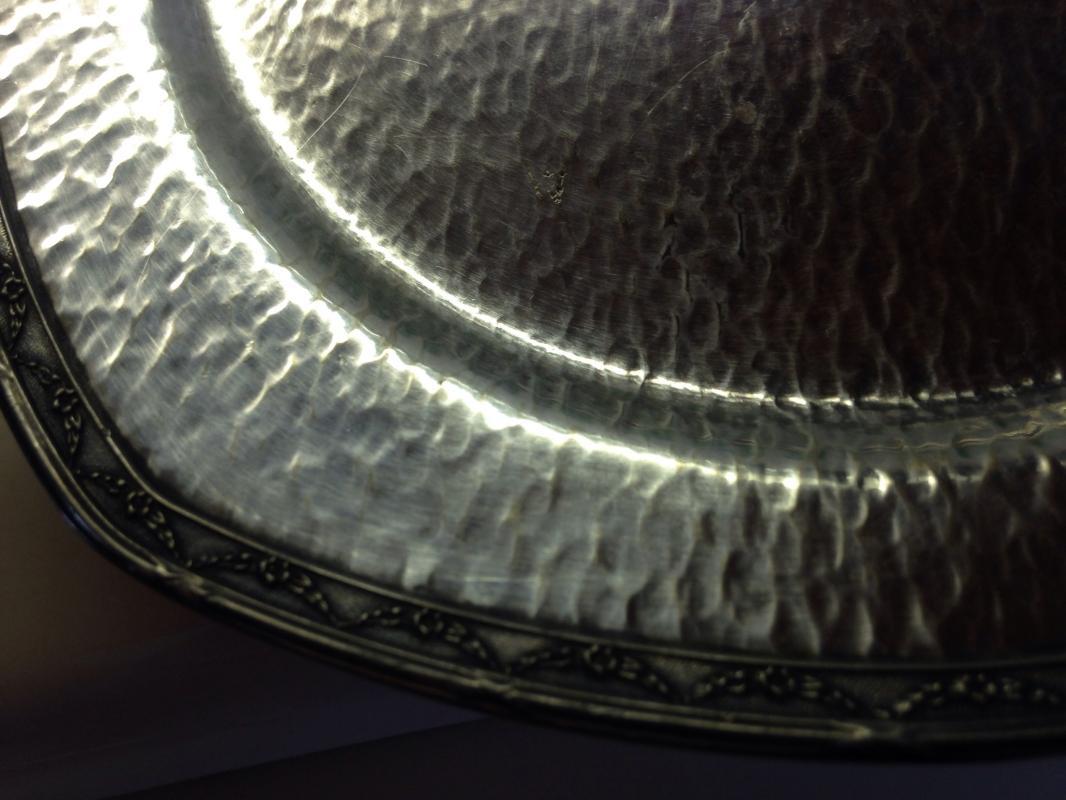 Nickle Silver HOMAN PLATE Art Deco Hammered - Silver