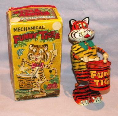 MARX Mechanical FUNNY TIGER Wind up Toy in Original Box