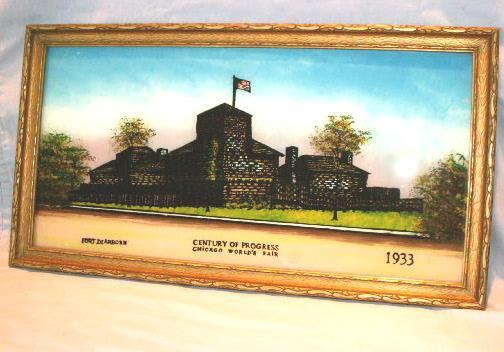 CENTURY OF PROGRESS 1933 Chicago World's Fair Reverse Painting - Advertising