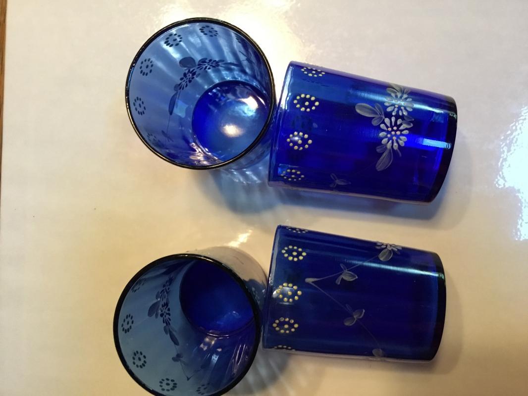Enameled Cobalt Water Glasses (4) - glass