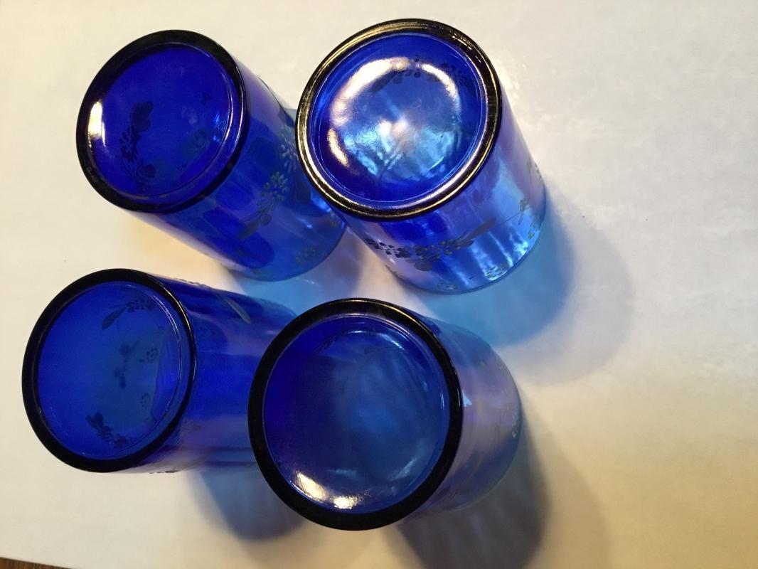 Enameled Cobalt Water Glasses (4) - glass