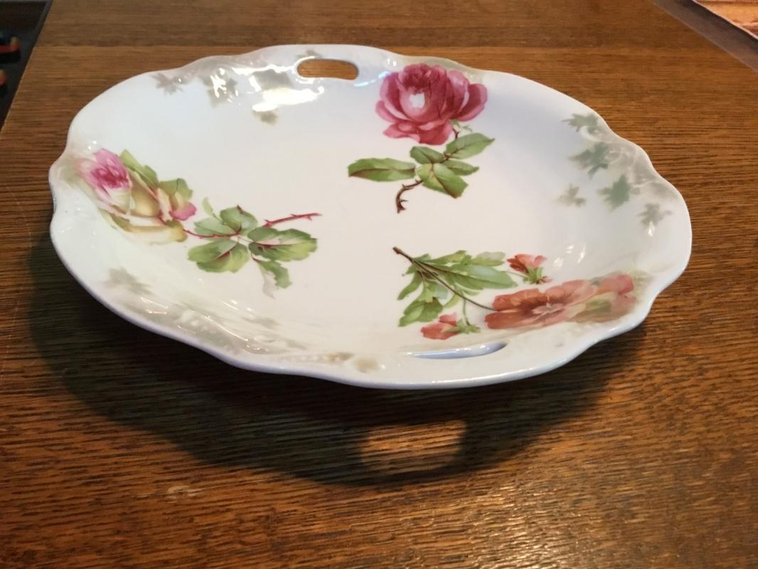 Germany Rose Handled Server - Porcelain-Pottery