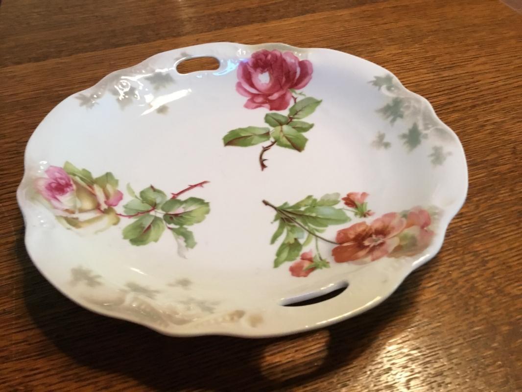 Germany Rose Handled Server - Porcelain-Pottery
