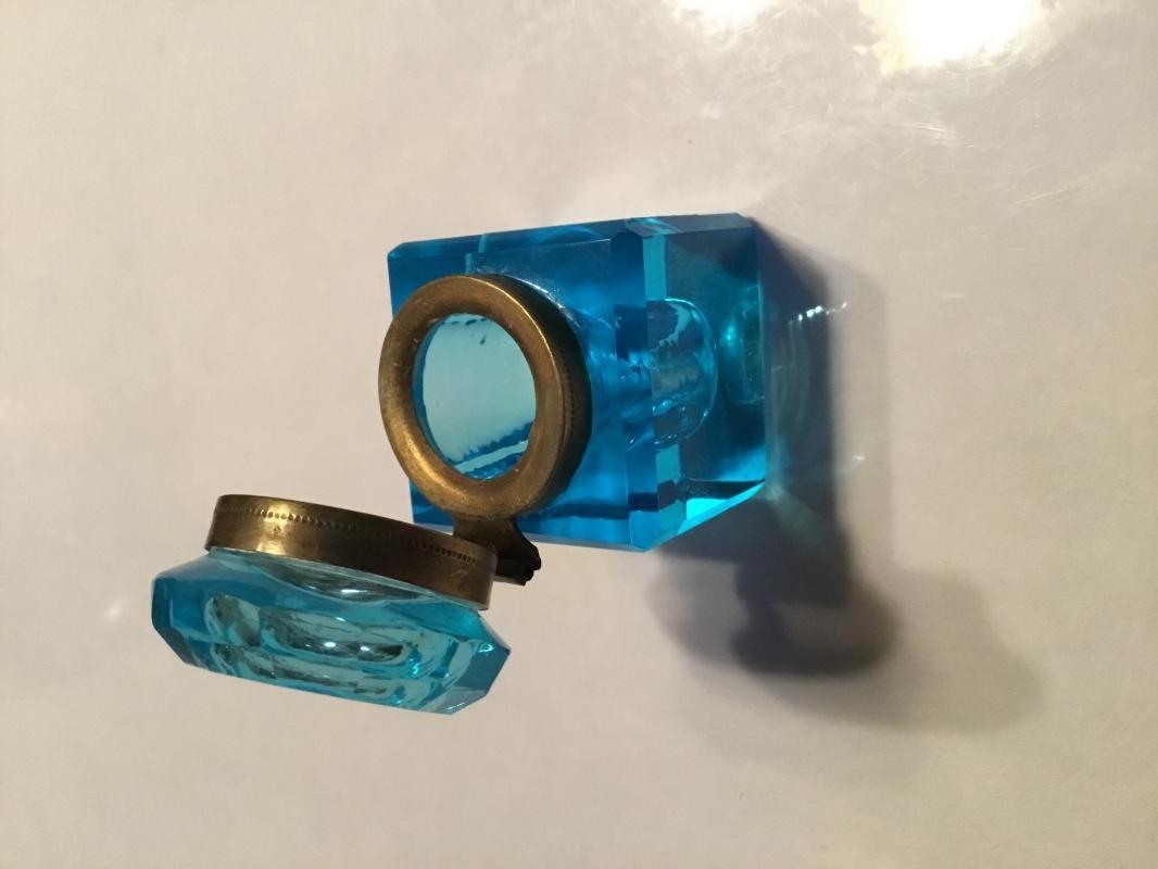 Blue Glass Inkwell - Glass