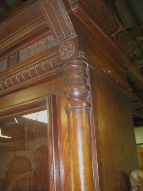 Two Door Victorian Walnut Bookcase Curio China Cabinet