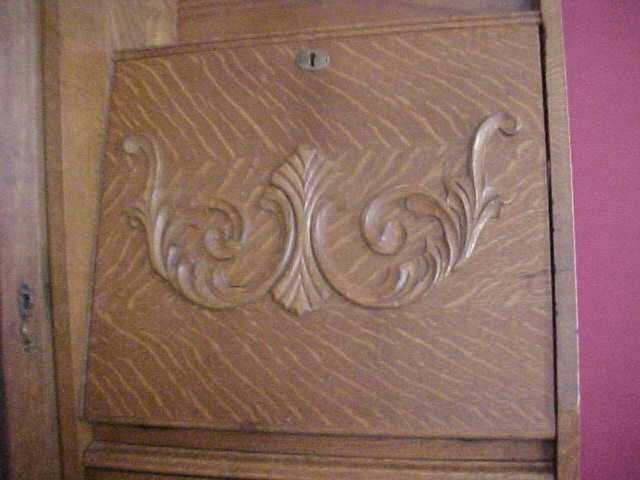 Tiger Oak Secretary / Desk / Bookcase Curio