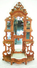 Victorian Pierced Crest Etagere Carved Grapes Marble