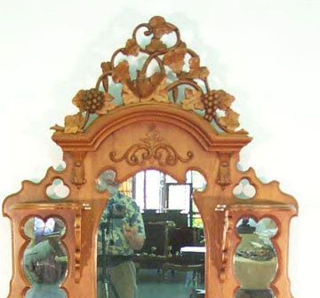 Victorian Pierced Crest Etagere Carved Grapes Marble