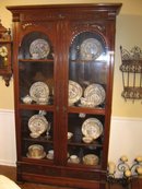 Carved Walnut Bookcase Two Doors