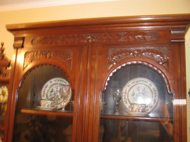 Carved Walnut Bookcase Two Doors