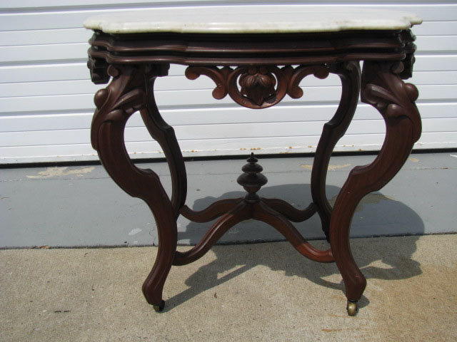 Turtle Top Victorian Marble Top Lamp Table