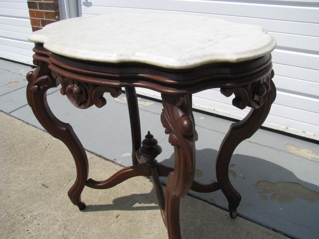 Turtle Top Victorian Marble Top Lamp Table