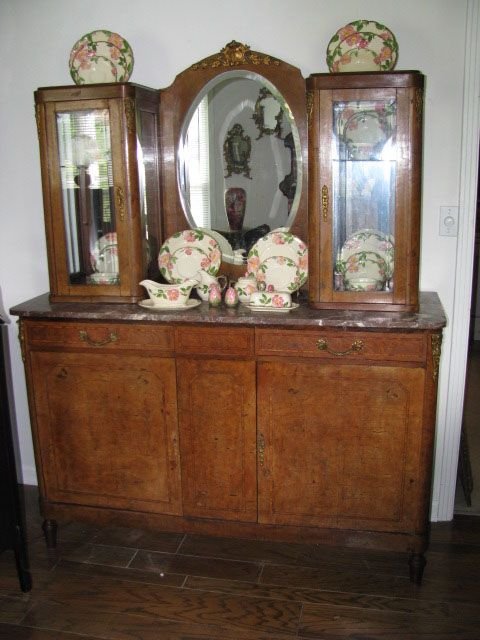 Burled Walnut China Buffet Sideboard