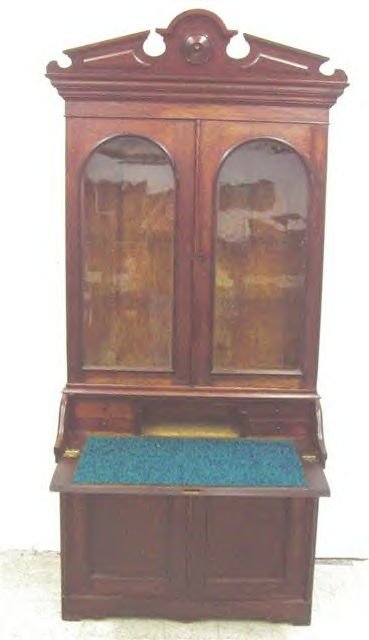 Walnut Victorian Desk Bookcase