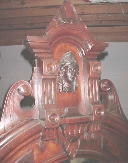 Walnut Renaissance Marble Top Credenza - Ladies Head
