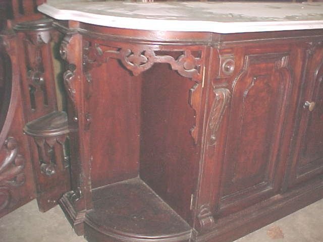Walnut Renaissance Marble Top Credenza - Ladies Head