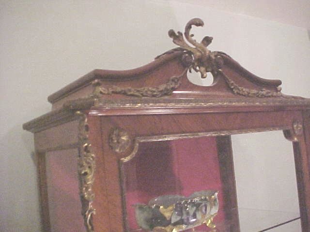 Rare - PAIR Hooded French Curio Cabinets Vitrines Cherubs and Garland Ormulu