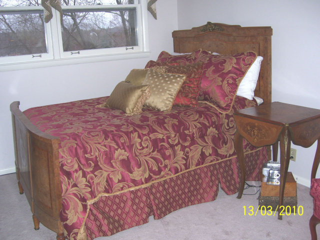French Bed and Armoire Set - Inlaid - 2 piece