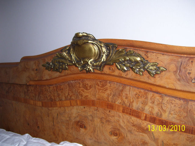 French Bed and Armoire Set - Inlaid - 2 piece