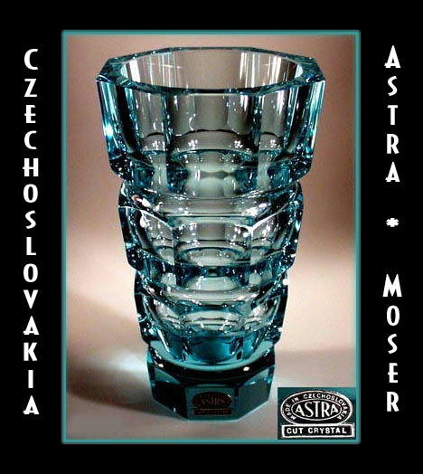 CZECH TURQUOISE CUT GLASS VASE / MOSER ?