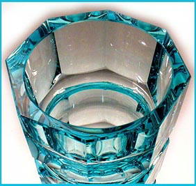 CZECH TURQUOISE CUT GLASS VASE / MOSER ?