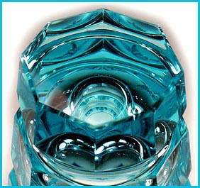 CZECH TURQUOISE CUT GLASS VASE / MOSER ?