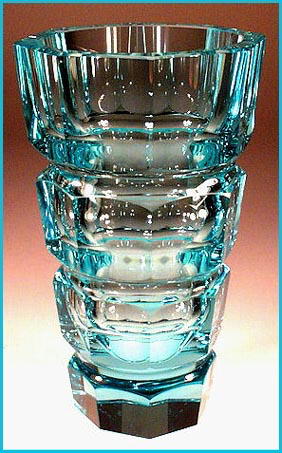 CZECH TURQUOISE CUT GLASS VASE / MOSER ?