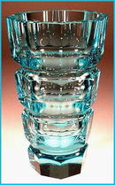 CZECH TURQUOISE CUT GLASS VASE / MOSER ?