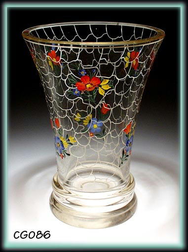 1930's DECORATED HANDBLOWN GLASS CZECH VASE