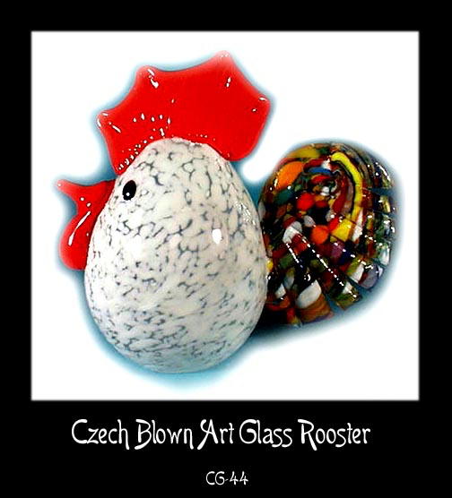 CZECH MULTICOLOR ART GLASS ROOSTER