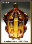 CZECH CUBIST LIDDED TOPAZ color GLASS BOWL