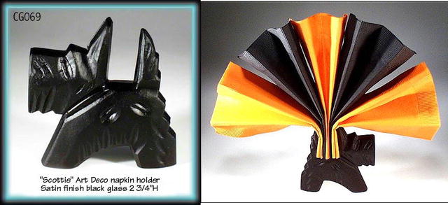 4 CZECH FIGURAL BLACK SCOTTIE NAPKIN HOLDER