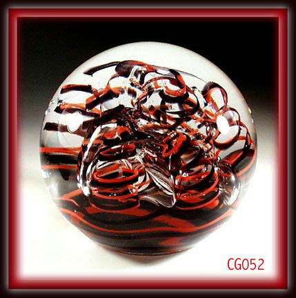 GORGEOUS SIGNED R/B SEAWEED PAPERWEIGHT