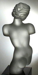 CZECH ART DECO GLASS SCULPTURE NUDE FEMALE