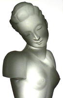 CZECH ART DECO GLASS SCULPTURE NUDE FEMALE