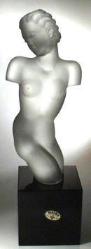 CZECH ART DECO GLASS SCULPTURE NUDE FEMALE