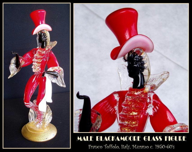 50's VENETIAN GLASS BLACKAMOORE DANCER F. TOFFOLO
