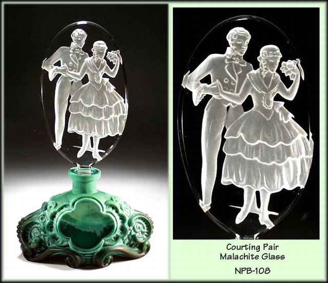 CZECH COURTING PAIR FIGURAL PERFUME BOTTLE
