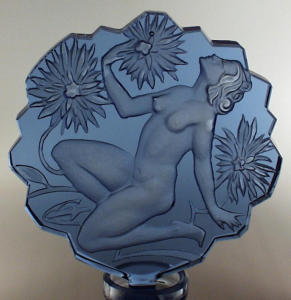 CZECH PERFUME BOTTLE BLUE CHRYSANTHEMUM NUDE